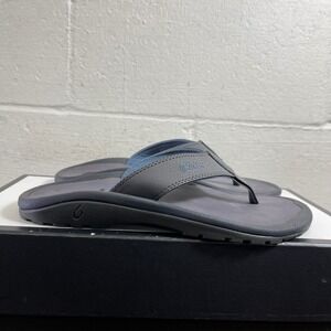 OluKai Ohana 10110A-PVPV Gray Blue Flip Flop Sandals Slip On Men's 7 US/40 EU